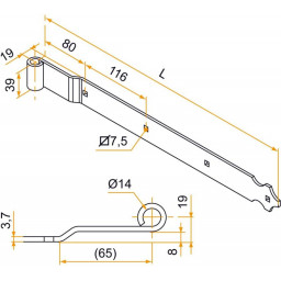 Penture Déport 19 x 80 Aluminium Noire ou blanche Bout Feston