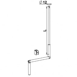 Pièces détachées volets roulants rénovation manœuvre par treuil : Tige de manivelle complète en aluminium L1200
